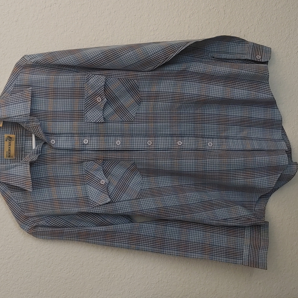 Vintage Genuine Sears Roebucks western shirt in blues, beige and white.